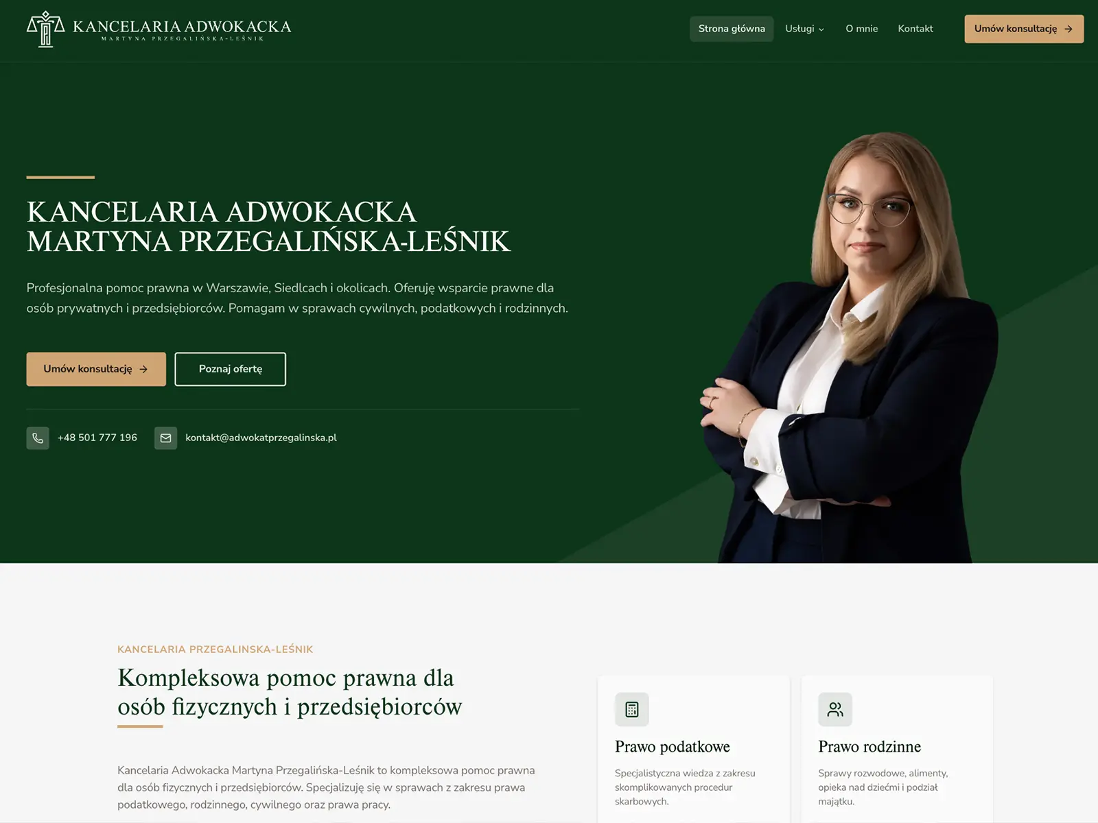 Strona www dla kancelarii adwokackiej Przegalinska