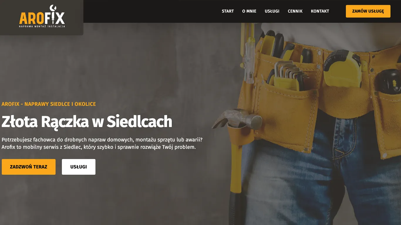 Strona internetowa dla Arofix — podgląd realizacji