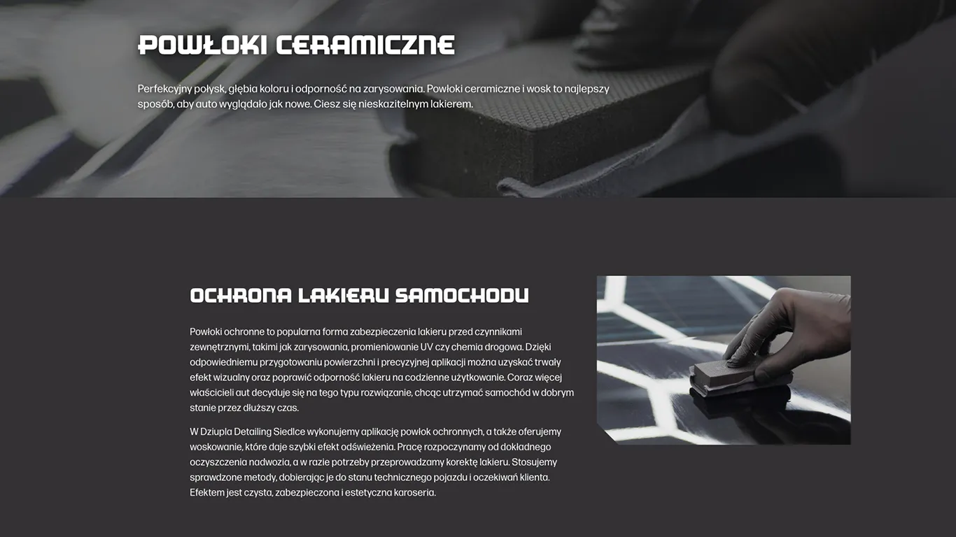 podstrona powloki ceramiczne na stronie internetowej