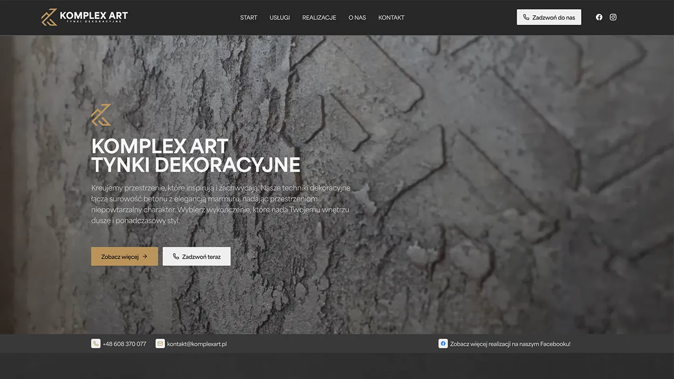 Rebranding i strona internetowa dla Komplex Art — podgląd realizacji