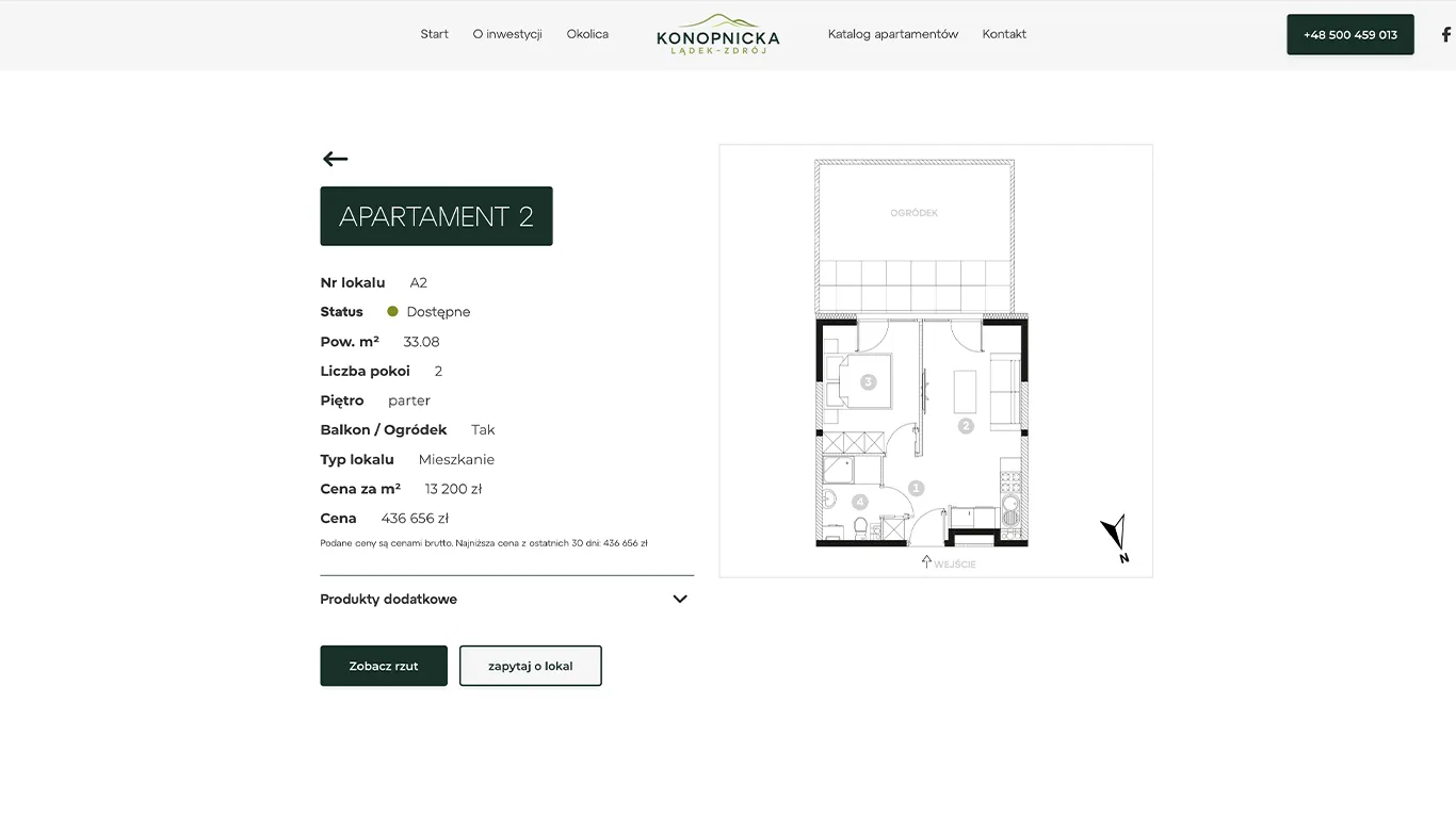Widok pojedynczego apartamentu konopnicka