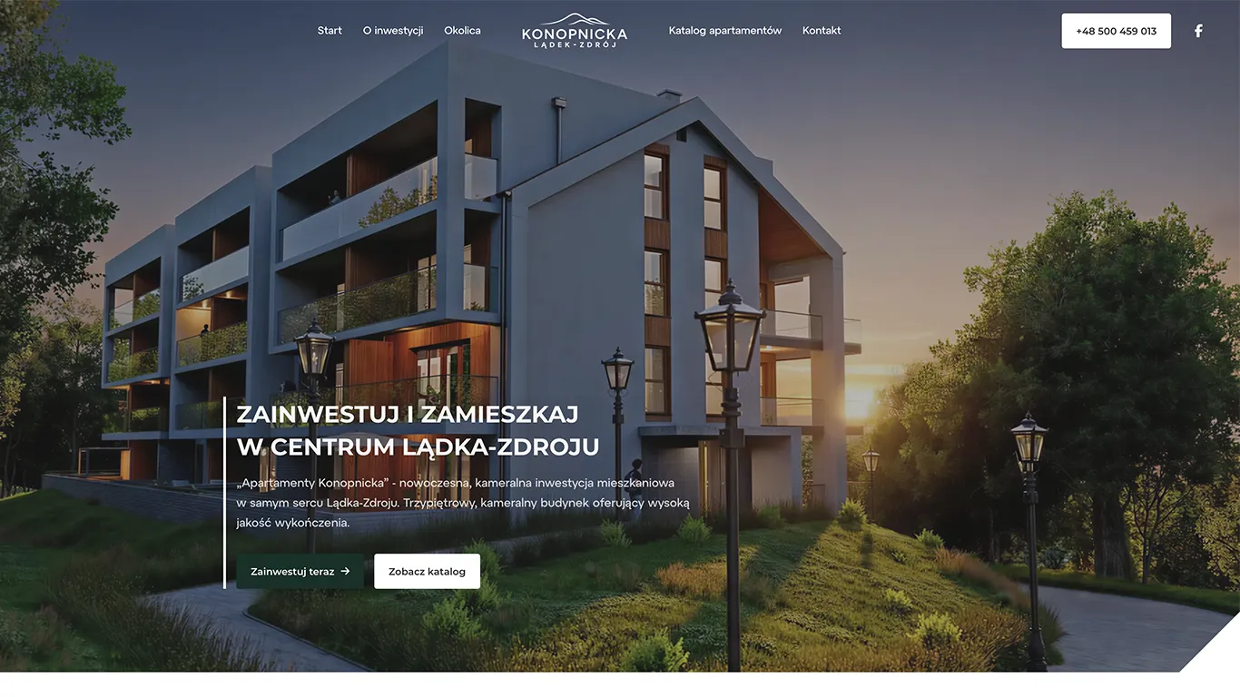 Strona www oraz marketing dla inwestycji deweloperskiej - Konopnicka — podgląd realizacji