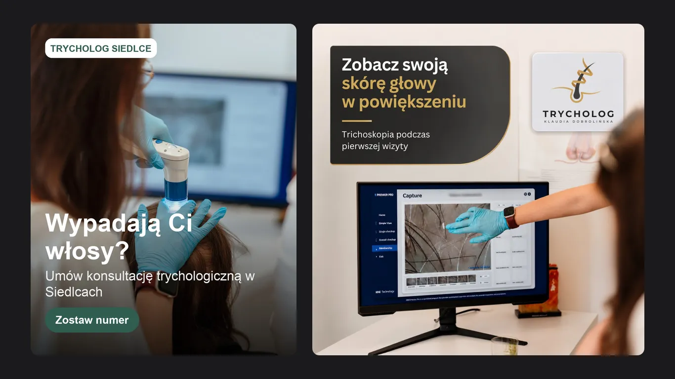 Reklamy remarketingowe z formularzem kontaktowym i obrazem z trychoskopu